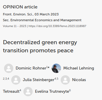 Decentralized green energy transition promotes peace